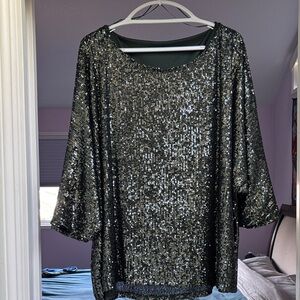 Sequin Cable & Gauge Green Top
